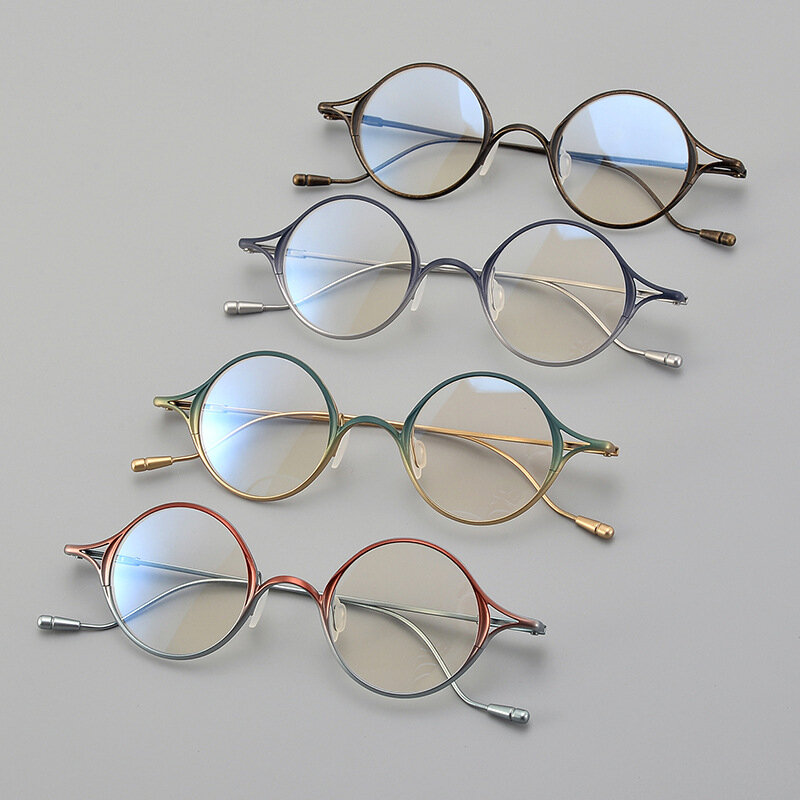 إطار نظارات بصرية من التيتانيوم الخالص للرجال والنساء ، نظارات بيضاوية عتيقة ، صندوق صغير ، نظارات قراءة ، نظارات قصر النظر ، علامة تجارية فاخرة ، مصمم ، اليابان