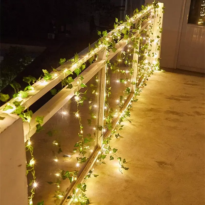 Decoração para Casa, Árvore de Natal, Árvore de Natal, Flor Verde Luzes Cordas, Videira Artificial, Luzes de Fadas