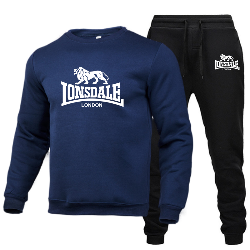 Lonsdale-男性、ジッパーコート、パンツ、ビジネスレジャー、秋冬のための快適な暖かいスーツ