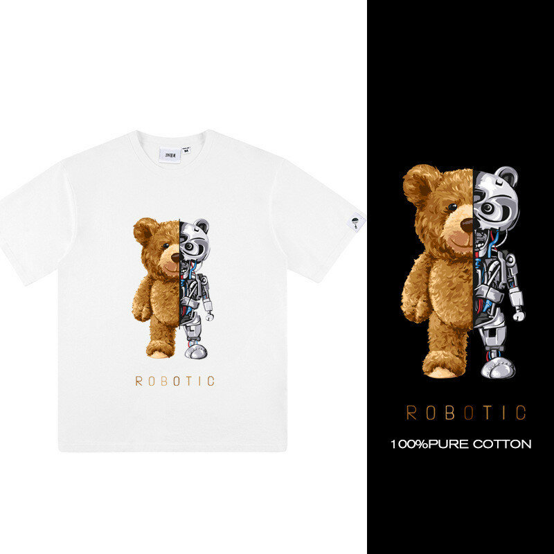 Camiseta de manga corta de talla grande para niños, camisas de cuerpo de algodón, tendencia de Verano de la versión coreana de los cien, Media manga informal