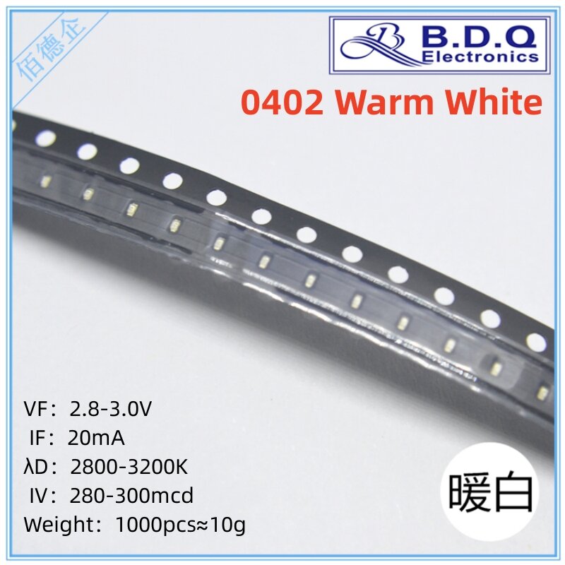 0402, теплый белый свет, лампы, бусины для поверхностного монтажа, светодиодный 1005, светоизлучающие диоды, высокое качество, 100 шт.