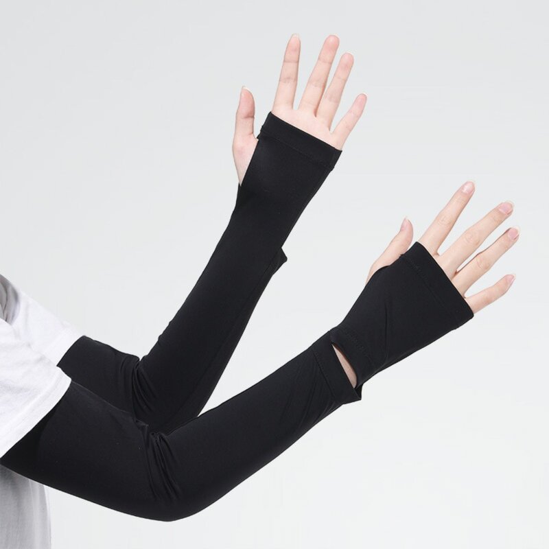 Lengan baju elastis anti UV, kain tabir surya dapat bernafas lengan es kain manset sepeda memancing mendaki
