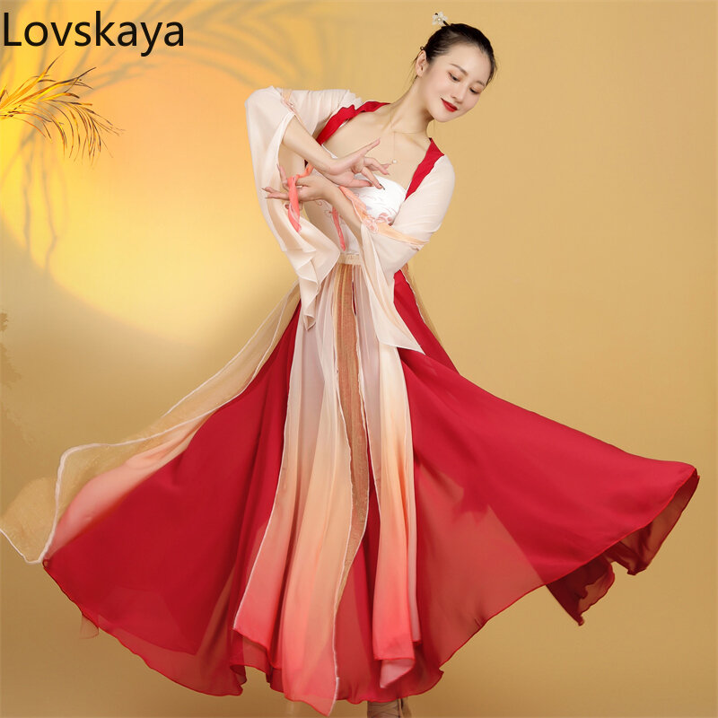 Jupe longue de style chinois pour femme, grande balançoire, tenue de performance de danse classique, style prairie