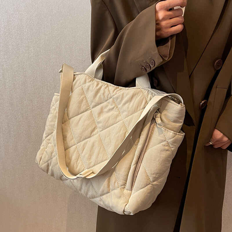 Вместительная женская сумка через плечо, модная вместительная Хлопковая сумка для покупок, милые женские сумки-тоуты, зима 2022