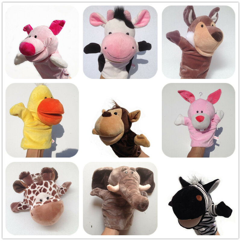 Мягкие плюшевые игрушки-животные, ручной палец, искусственные куклы, Обучающие Детские игрушки, Лев, слон, кролик, обезьяна, детские подарки
