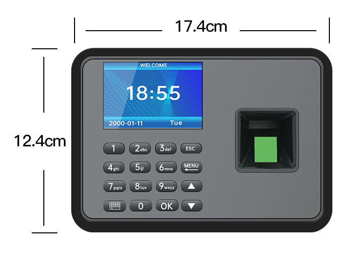 2.4 biométrico comparecimento da impressão digital punch usb relógio de tempo do sistema escritório gravador leitor dispositivo sincronismo comparecimento do empregado máquina