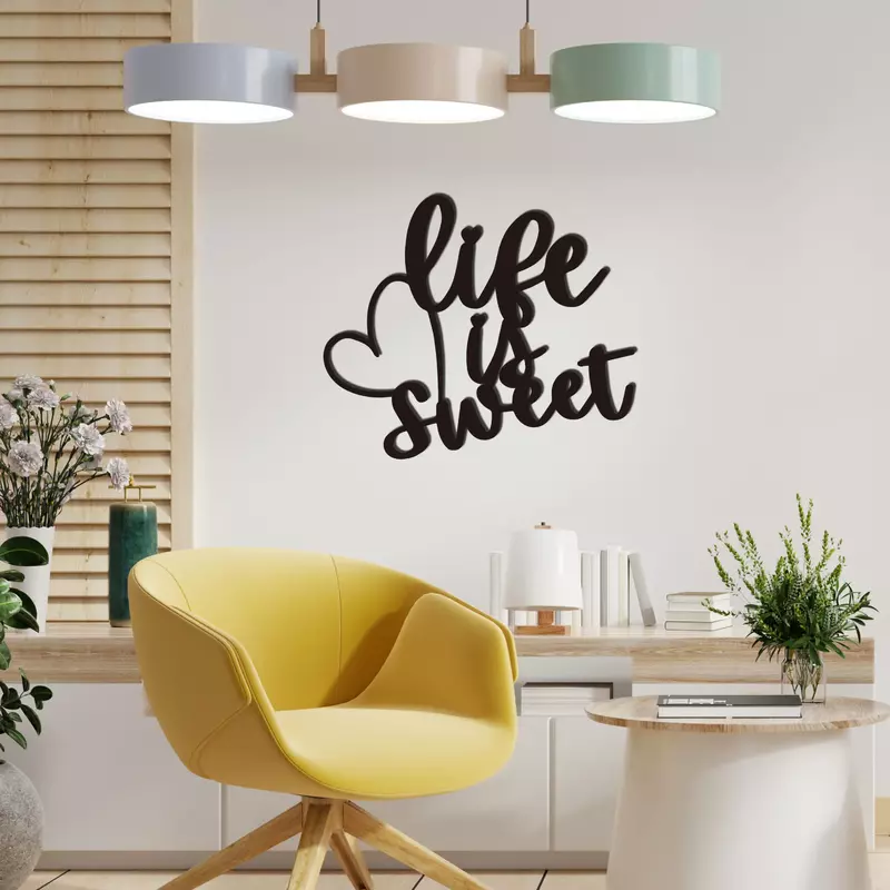 CIFBUY Deco  Life Is Sweet Sign Metal Wall Hanging ArtLiving Room Decor Bedroom Decoration Office Dining Room Lobby Wall Decor