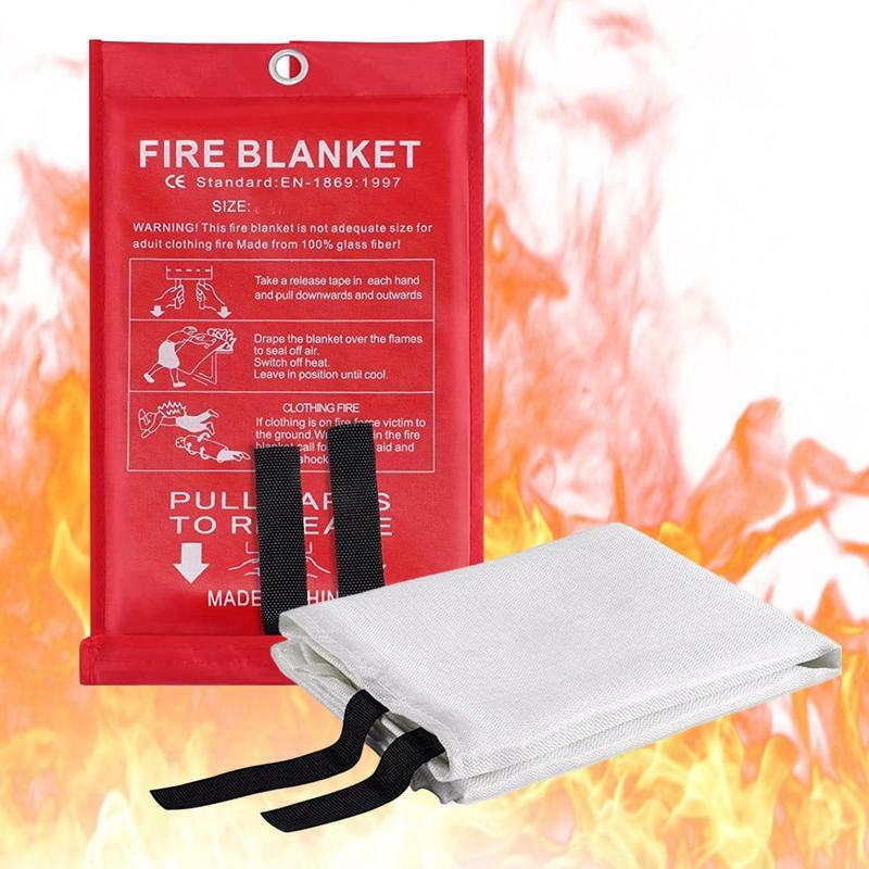 ผ้าห่มไฟเบอร์สำหรับดับไฟขนาด100x100ซม. ผ้าห่มทนไฟจำเป็นสำหรับห้องครัวเปลวไฟทนความร้อน