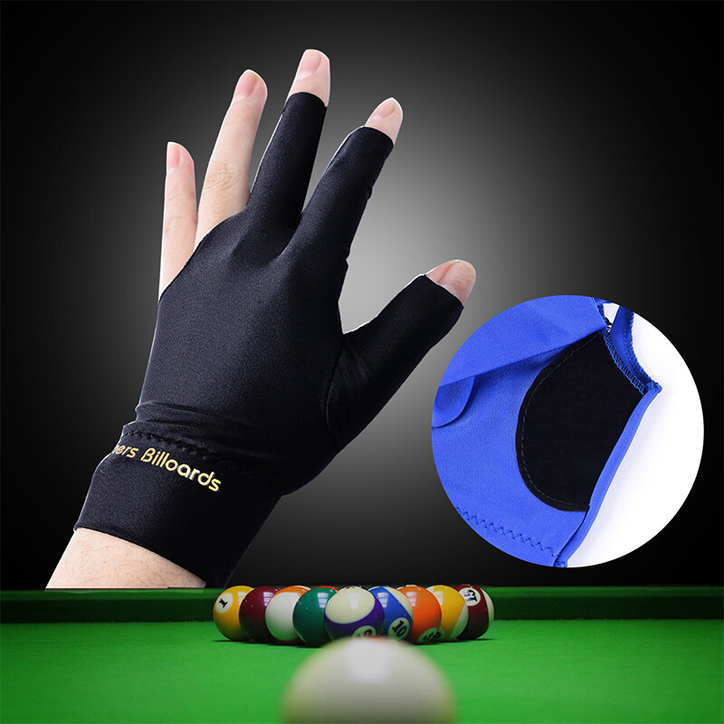 Sarung tangan bilyar spandeks Snooker, aksesori jari terbuka tangan kiri