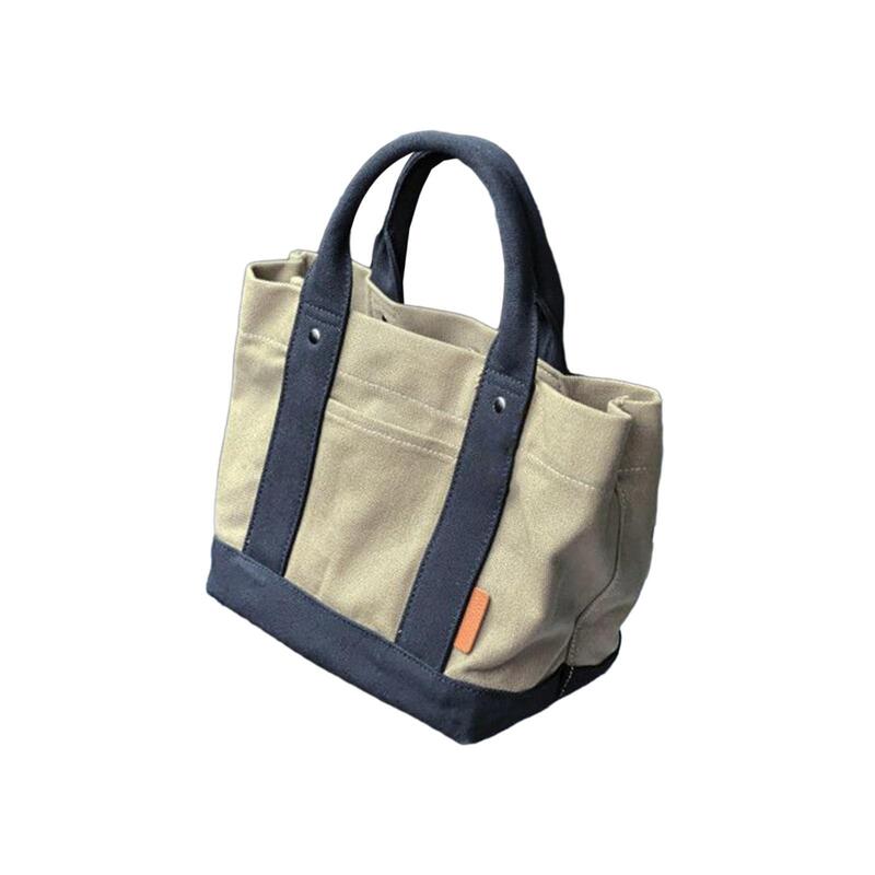 Canvas Tote Bag Big Capacity Vacation Heavy Duty Purse Women Withexternal Pocket Multipocket Buckle Travel Bag Canvas Handbag