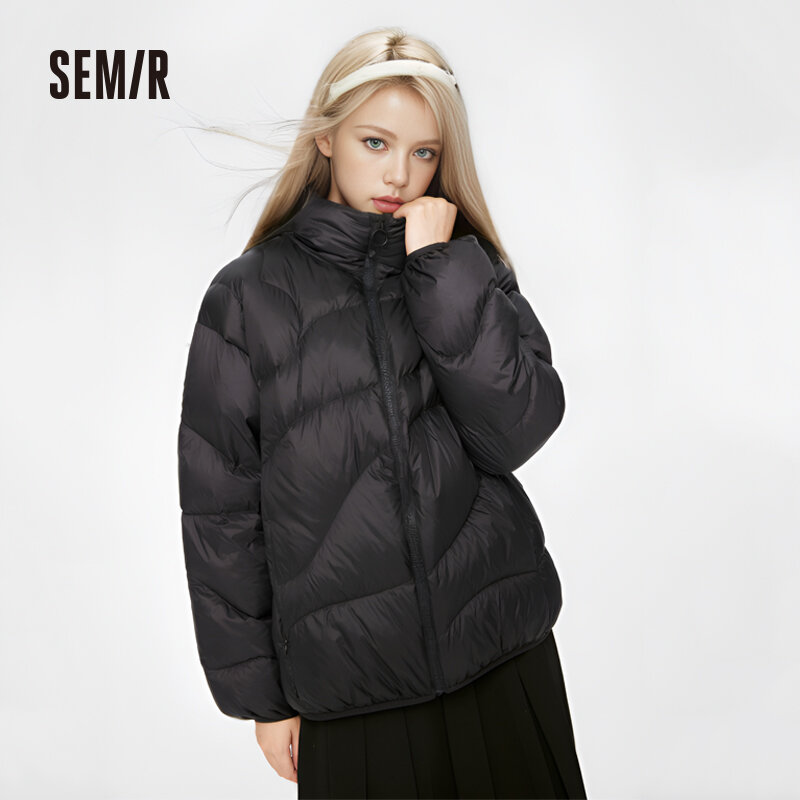 女性用セミダウンジャケット,無地,デザイン,厚さ3層,ルーズフィット,冬に最適,新しい2022