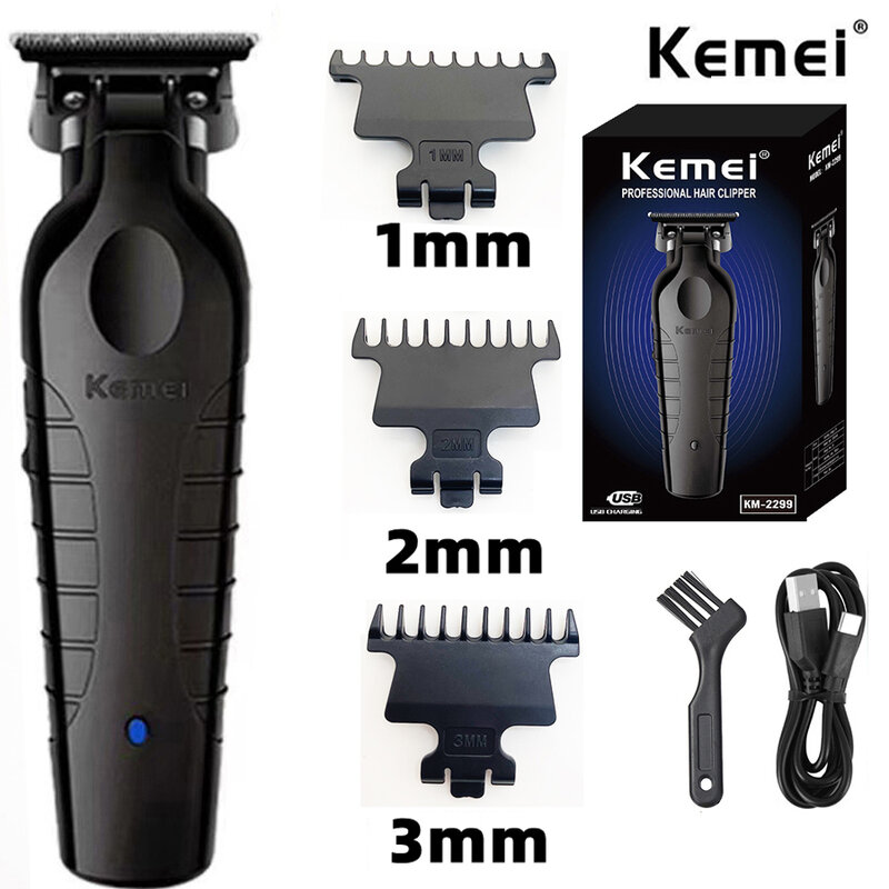 Kemei-cortadora de pelo eléctrica profesional para hombre, máquina para cortar el pelo, recargable por USB, para Barbero, KM-2299