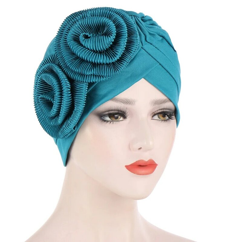 Topi Turban wanita, bunga elegan syal kepala Bonnet wanita membungkus kepala India Afrika