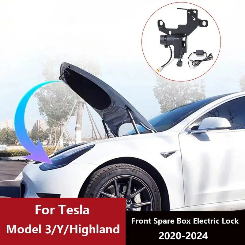 Kotak cadangan depan kunci elektrik penutup lunak untuk Tesla Model 3 model Y 2021-2024 aksesori instalasi mudah penyerap dataran tinggi