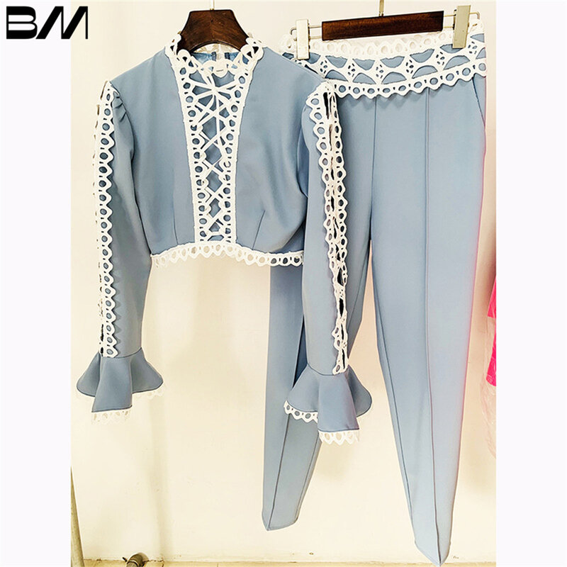 Monochrome Cutout Top for Wedding Guests, Classic Pants, Elegant and Charming, 2 PCs, 2024