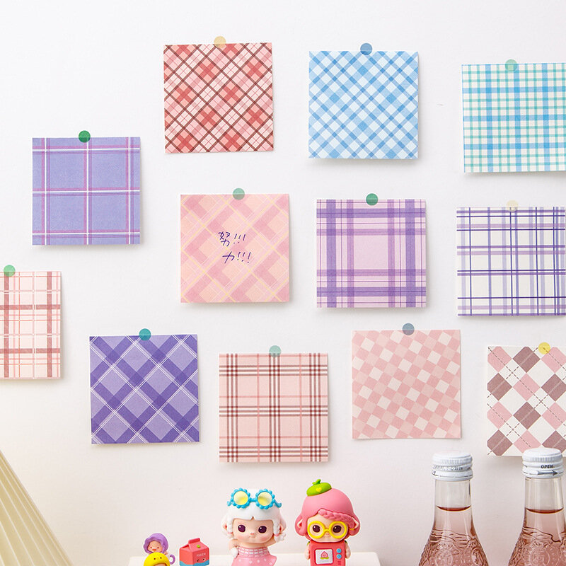 200 Sheets Various Grid Patterns Note Paper Non Stick Cute Square Plaid Memo for Girls Boys Stationery Wholesale Memo