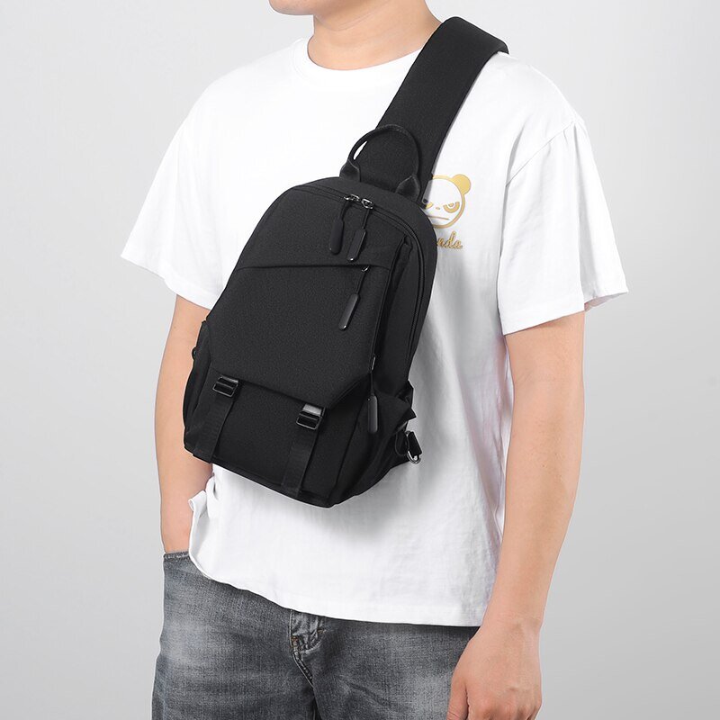 Men's Sports Chest Bag Waterproof Wear-resistant Multi-compartment Shoulder Crossbody Bag Outdoor Sports Travel