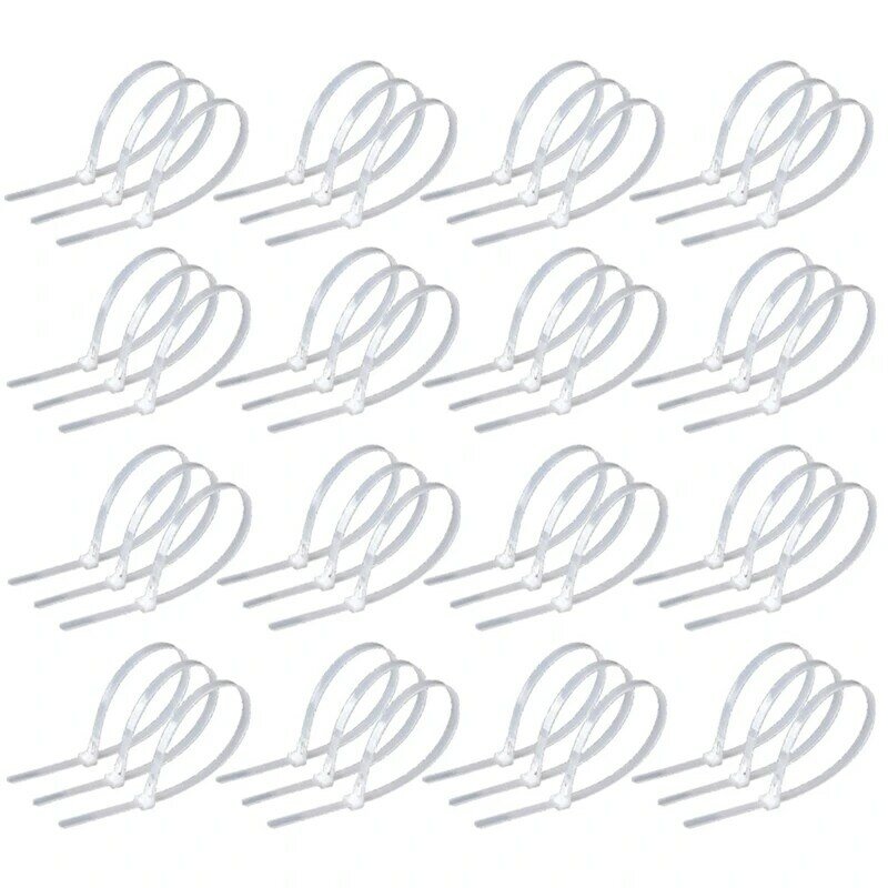 100Pcs Reusable Zip Ties 7.9 Inch, Releasable Cable Ties White 50Lbs Tensile, Adjustable Tie Wraps For Cord Management