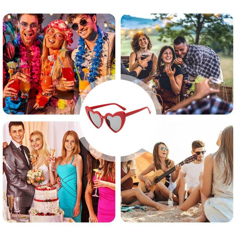 Occhiali da sole a cuore per donna protezione UV occhiali retrò occhiali oversize alla moda a forma di amore moda protezione UV trasparente