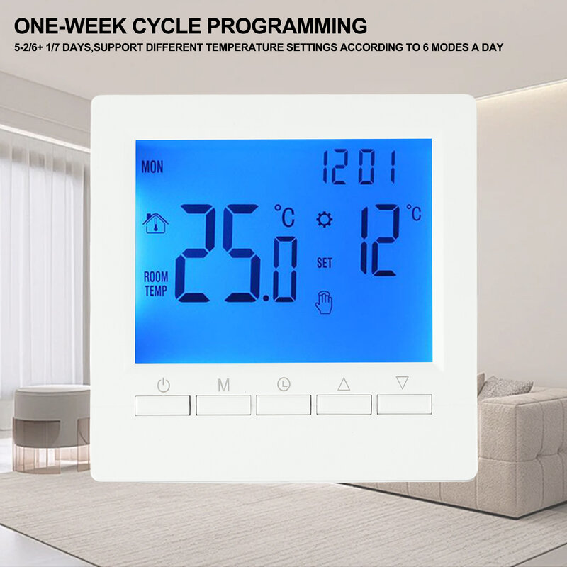 جهاز تحكم في درجة الحرارة للمنزل الذكي ، منتجات المعيشة المنزلية ، معايرة درجة الحرارة ، قفل الأطفال ، أبيض ، 1 form