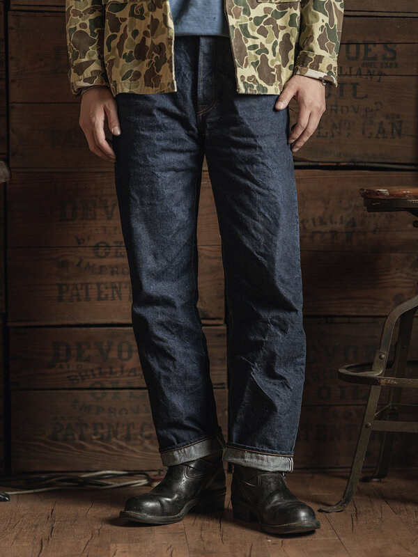 Мужские необработанные джинсы, модель 1947, жесткие, 14,5 унции, 47801XX