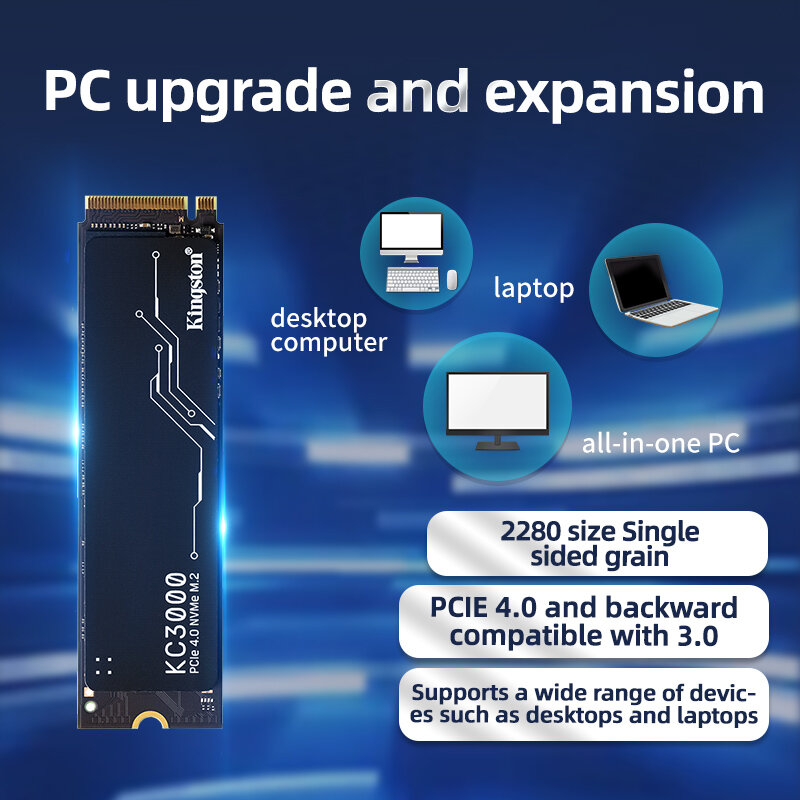 Kingston-NVMe Disco Rígido de Estado Sólido PCIe, SSD 1TB, M2, M.2, apto para jogos, Steam Deck, PS5, PC, Laptop, Desktop, DIY