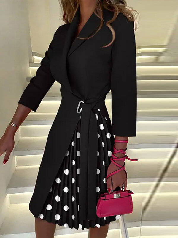 Женское клетчатое платье с принтом, офисное осеннее платье с рукавом три четверти и V-образным вырезом, модная уличная одежда, Прямая поставка