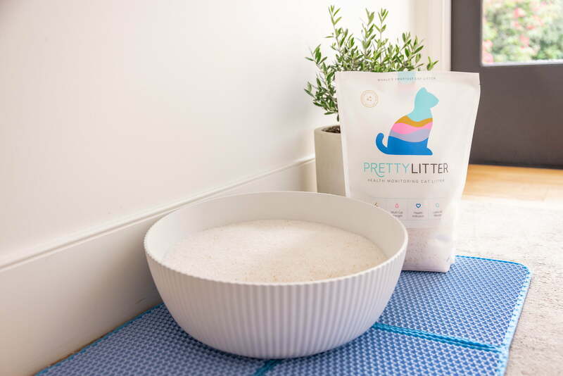 PrettyLitter Linnea-caja de arena redonda para gatos con Interior antiadherente, color blanco, 17in x 17in x 6in
