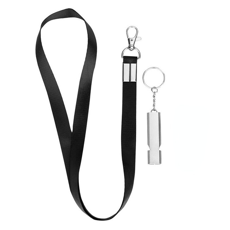 Aluminium Alloy Whistle Outdoor Emergency Survival Whistle Metal First Aid Kits Whistle for Climbing with Neck Strap Lanyard