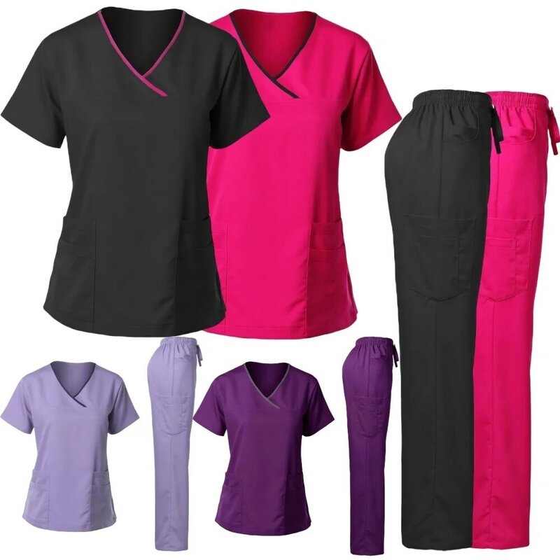 Униформа для врачей с коротким рукавом и V-образным вырезом