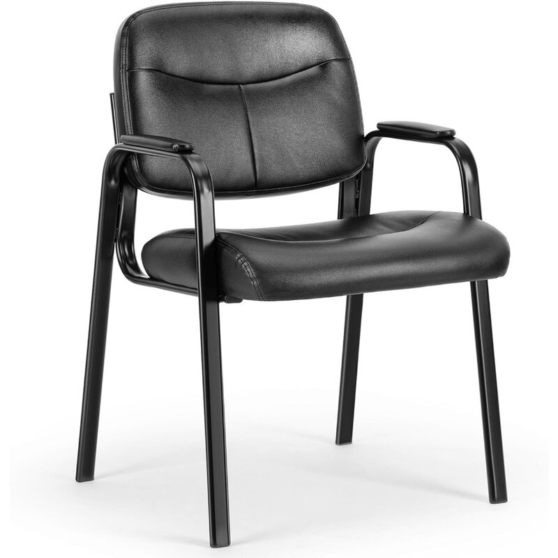 Офисные стулья, без колес, набор из 4, кожаные стационарные офисные гостевые стулья для ресепшн с мягкими подлокотниками, офисные стулья