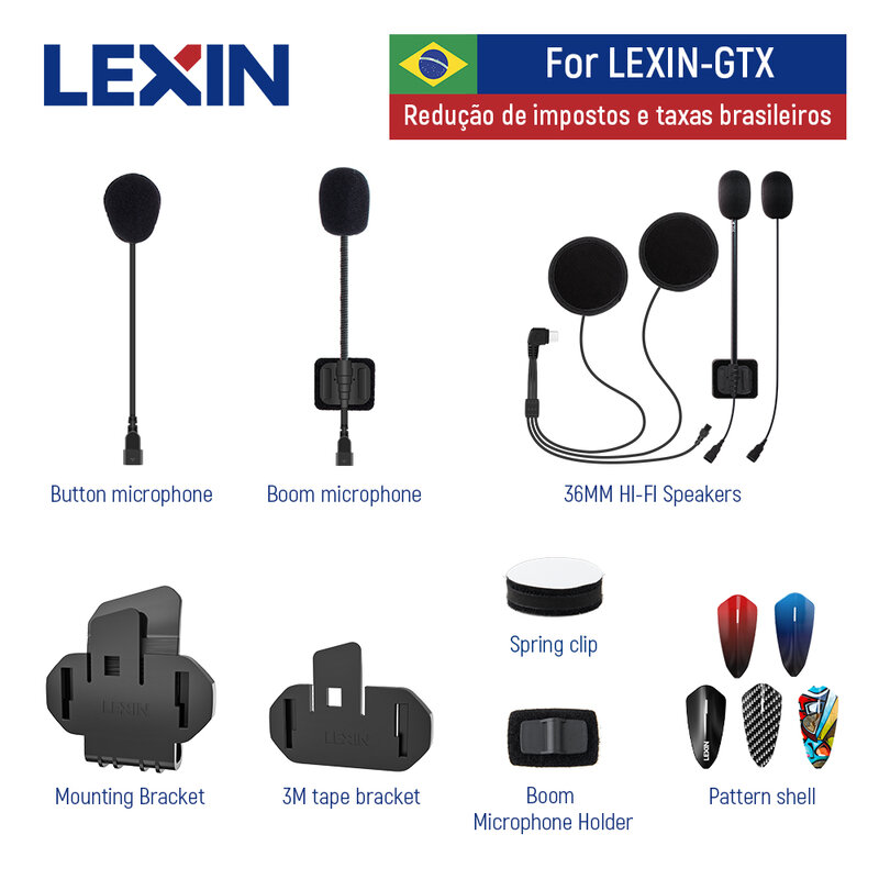 Fone De Ouvido Intercomunicador Para Motocicletas Lexin Gtx Bluetooth, Apenas Um Dispositivo Separado, Para O Fone De Ouvido