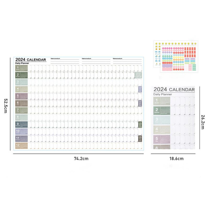 2024 calendario da appendere alla parete Kawaii annuale Planner foglio Memo Pad To Do List Agenda Schedule Organizer Check List Home Office
