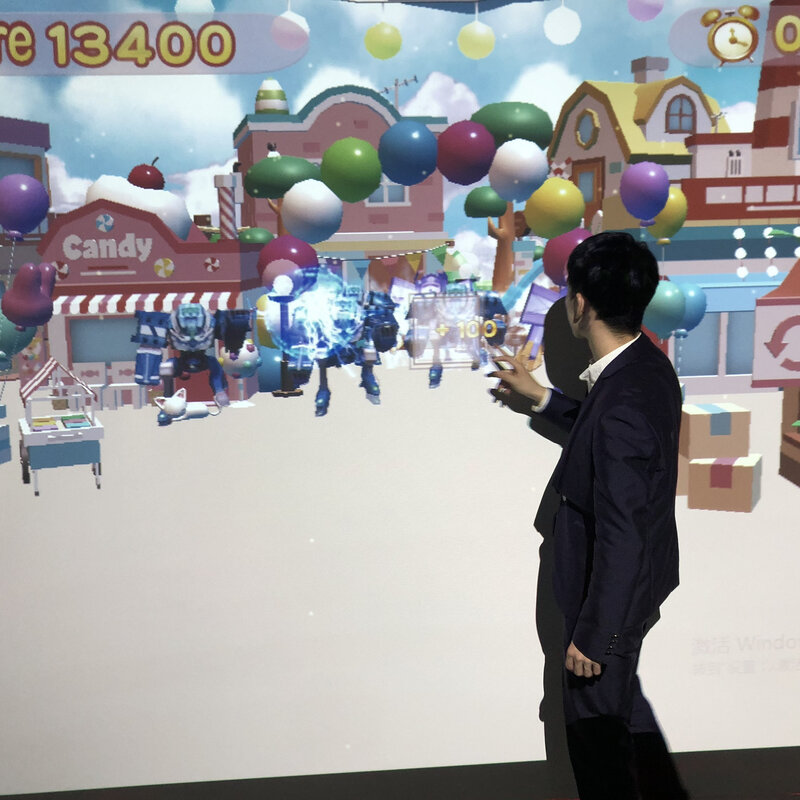 OWAY-proyector de pared de suelo interactivo para niños, sistema de proyección de juego de fútbol 3D, pantalla publicitaria