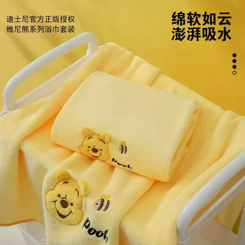 Disney Winnie The Pooh Coral Fleece Dry Hair Cap Cartoon Cute Quick Drying Absorb Water Child Shower Cap Towel Party Gift