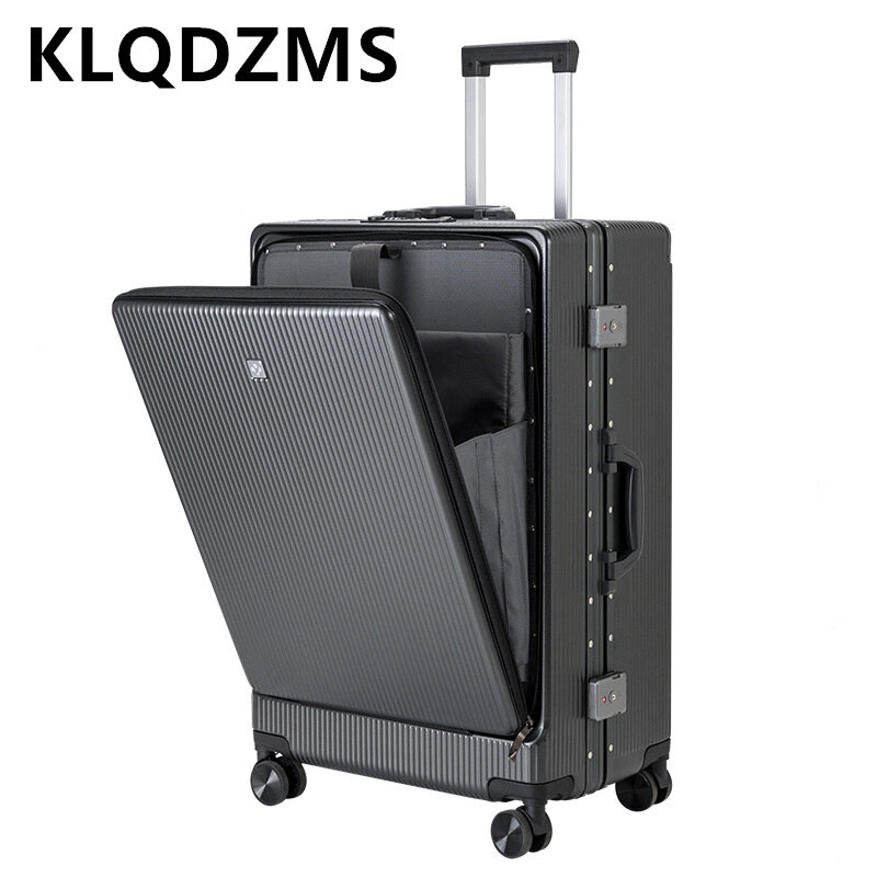 KLQDZMS-maleta de viaje con cremallera multifuncional, 20 ", 24", 26 ", marco de aluminio, apertura de equipaje, carga, Maleta de embarque de alta calidad