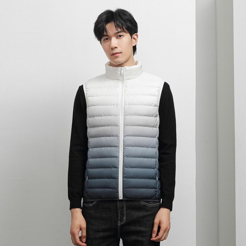 Man Warm Vest Gradient Color Ultra Light Sleeveless Coat 90% Duck Down Jacket Casual Waistcoat Sporty Wear