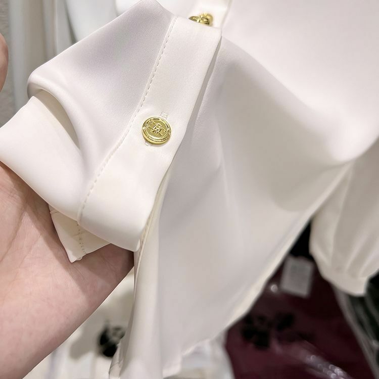 폴로 칼라 단색 여성 속옷, 용수철 프렌치 스몰 셔츠, 긴팔 셔츠, 초기 용수철, 2023 신상