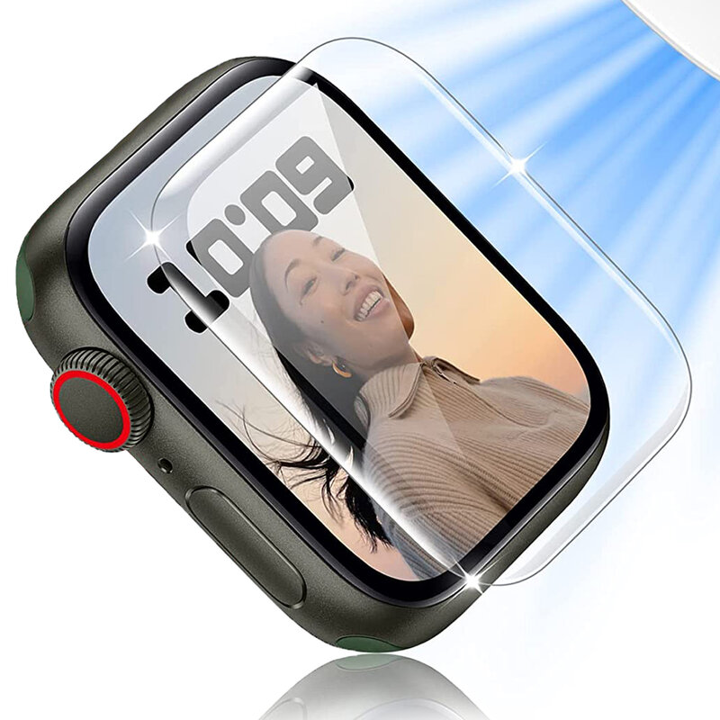 Pelindung layar, Film pelindung bening untuk Apple Watch 8 7 SE 5 4 6 9 hidrogel Film IWatch seri 45MM 41MM 44MM 40MM 42MM 38MM