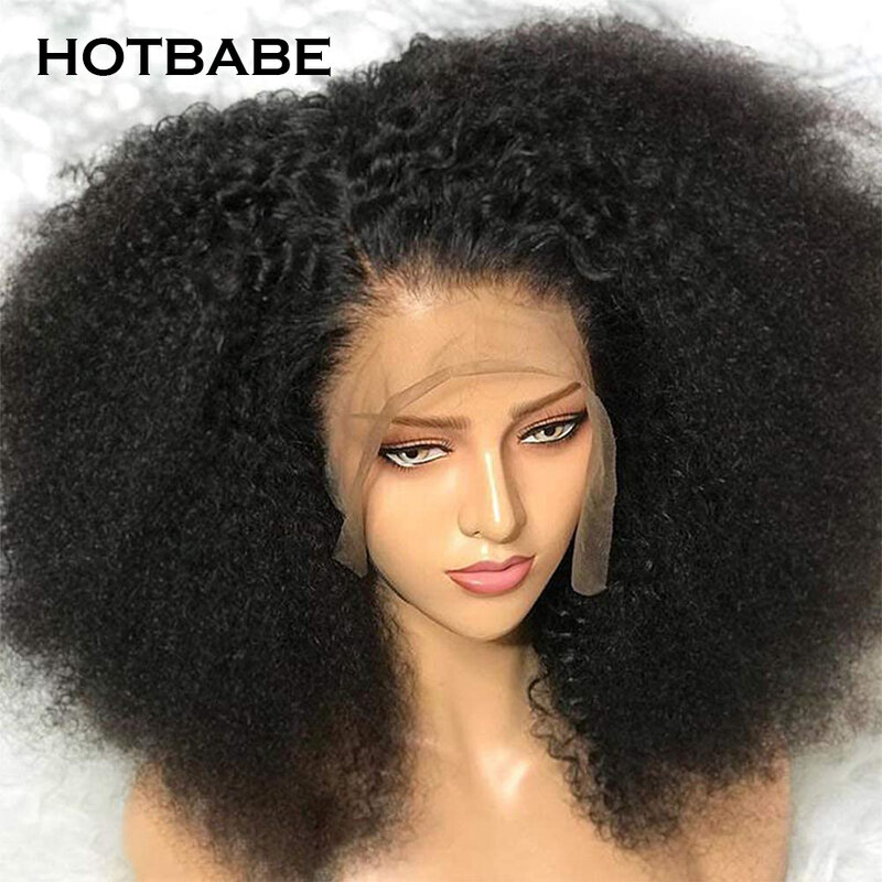 Peluca Afro rizada con malla Frontal transparente HD, cabello humano brasileño con cierre de encaje, 250 de densidad, 13x4/13x6, 5x5