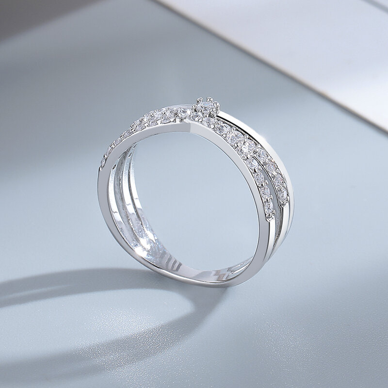 Anillo de Plata de Ley 925 con piedras preciosas de circonia cúbica transparente, joyería de mano de estilo Simple, anillos de compromiso para mujer
