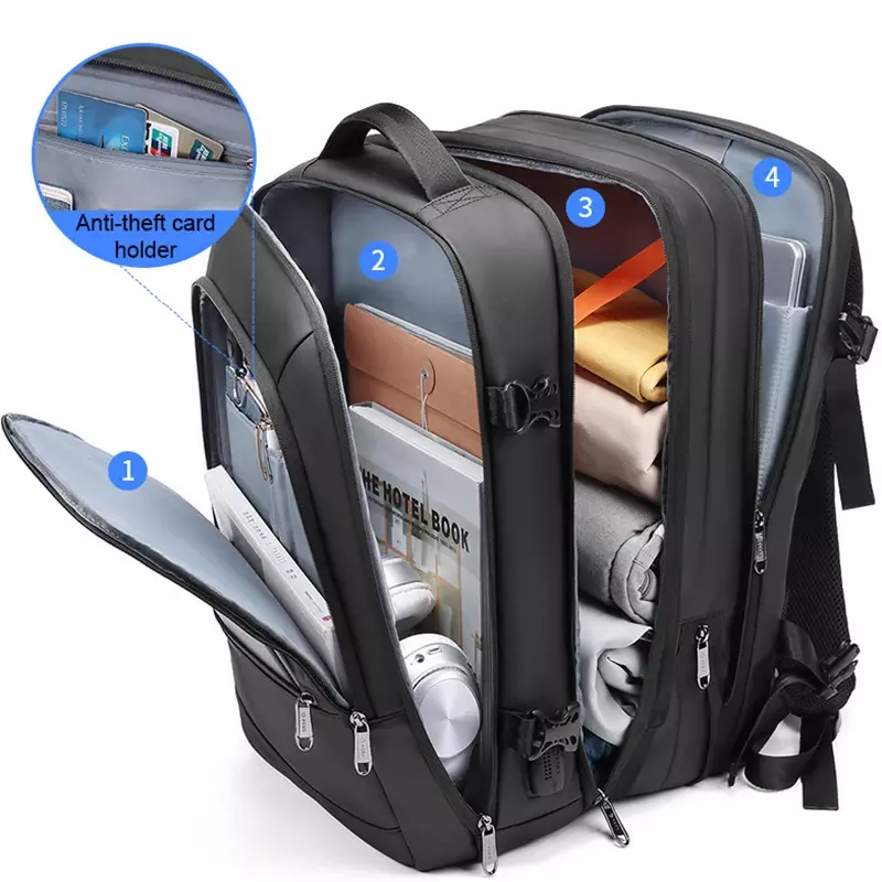 다기능 USB 노트북 비즈니스 배낭 학교 가방, 방수 확장형 대용량 배낭, 남녀공용