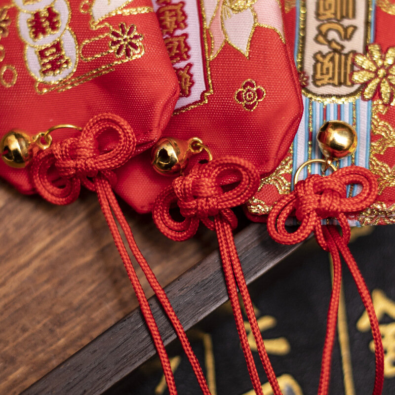 Tas Festival Perahu Naga pelindung Tahun Baru Sachet Putuo gunung membawa tas berkat kecil tas liontin pelindung Jepang jaring merah
