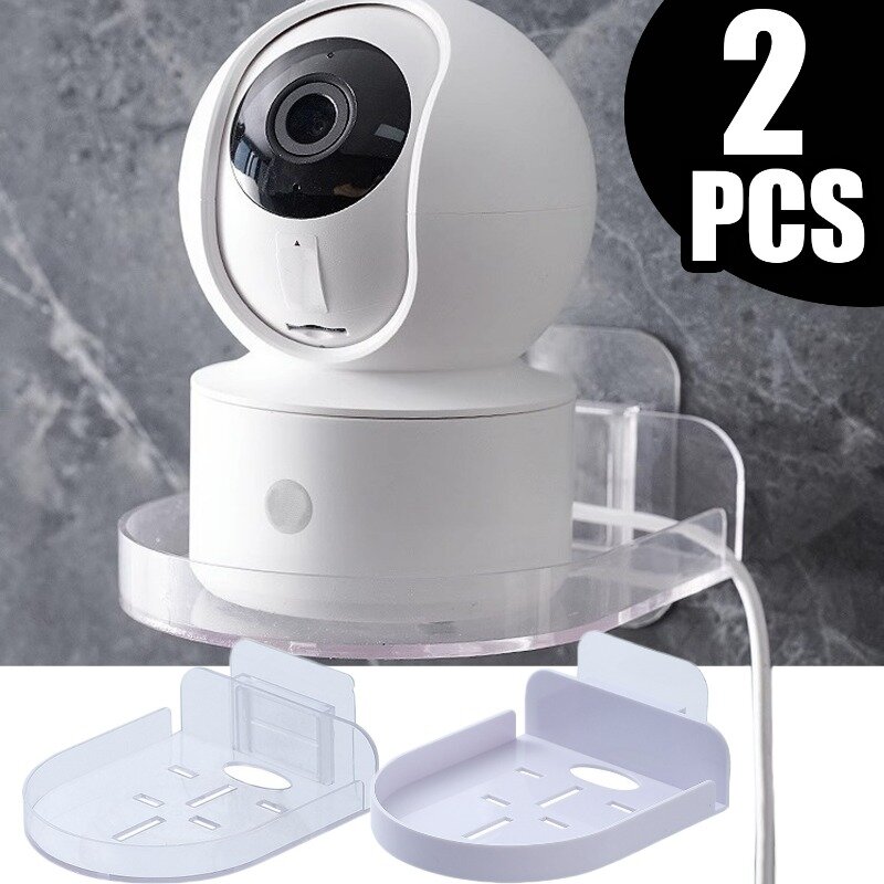 Suporte de parede pequena câmera de segurança Suporte de câmera de vigilância acrílica Prateleira auto-adesiva para alto-falantes Monitores do bebê