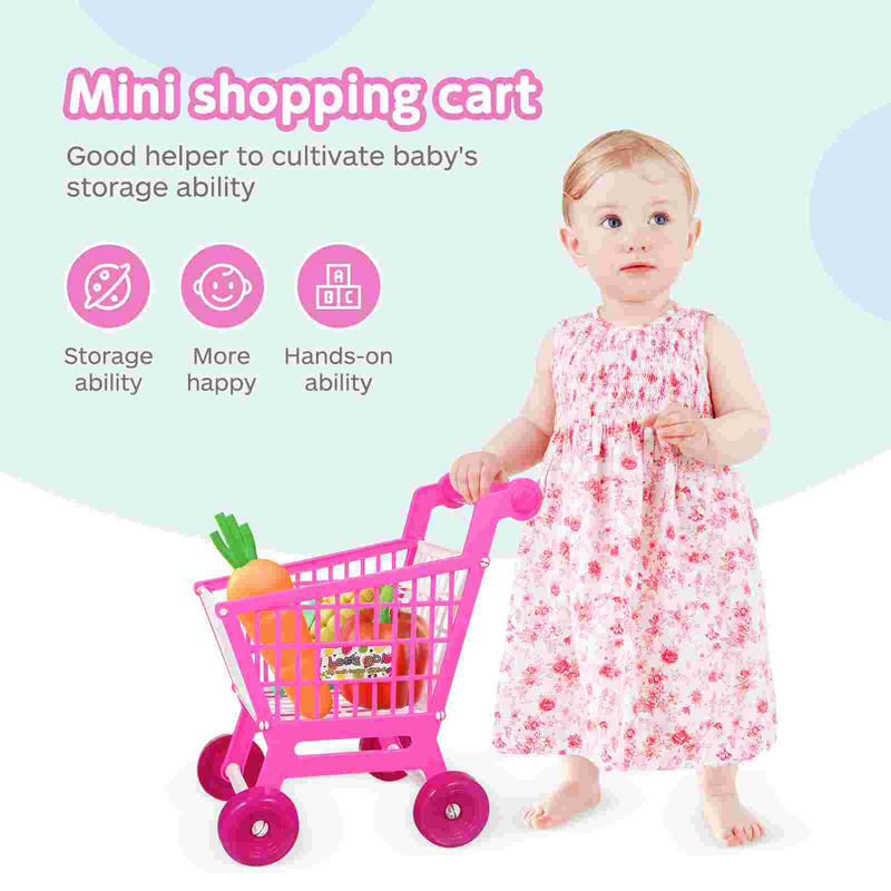Kids Shopping Cart Trolley Play Pretend Grocery Cart Supermarket Pretend Play Shopping Cart Pretend Fruit Vegetables Shop