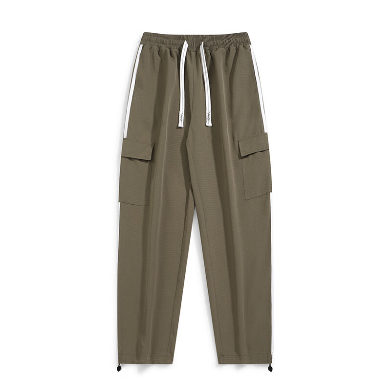 Pantalones deportivos para hombre, pantalón informal de alta calidad con cordón, Color liso, para exteriores, primavera y verano, 2024