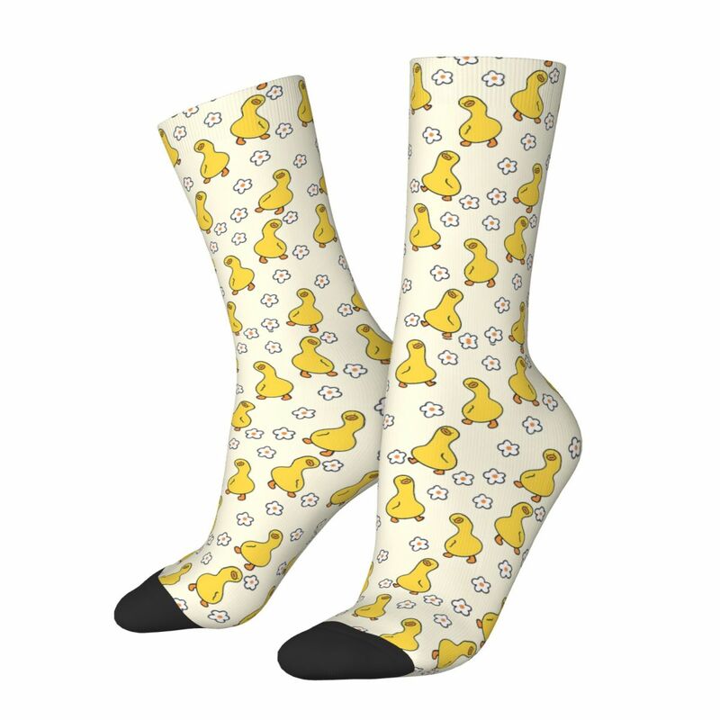 Kaus kaki motif kartun bebek lucu, kaus kaki motif kartun bebek lucu, kaus kaki setengah betis motif 3D untuk anak laki-laki dan perempuan