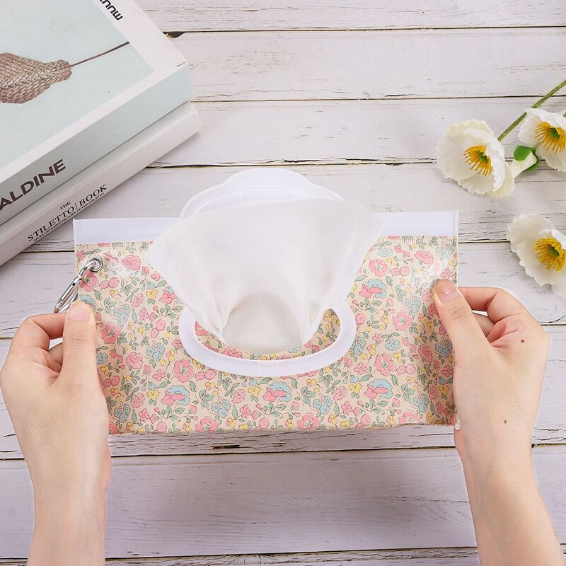 EVA Baby Wet Wipe Pouch Portable Buckle Wipes Holder Case Flip Cover Snap-Strap Reusable Wet Wipe Pouch Refillable Tissue Box