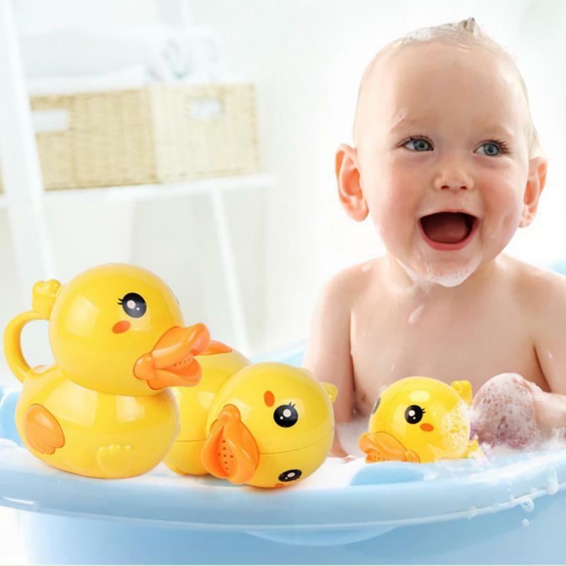 Yellow Duck Float Spray Water Toys for Kids, Baby Bath Toys, Bathroom Play, Animals Shower Figure, 2 in 1 Watering Pot, Finding