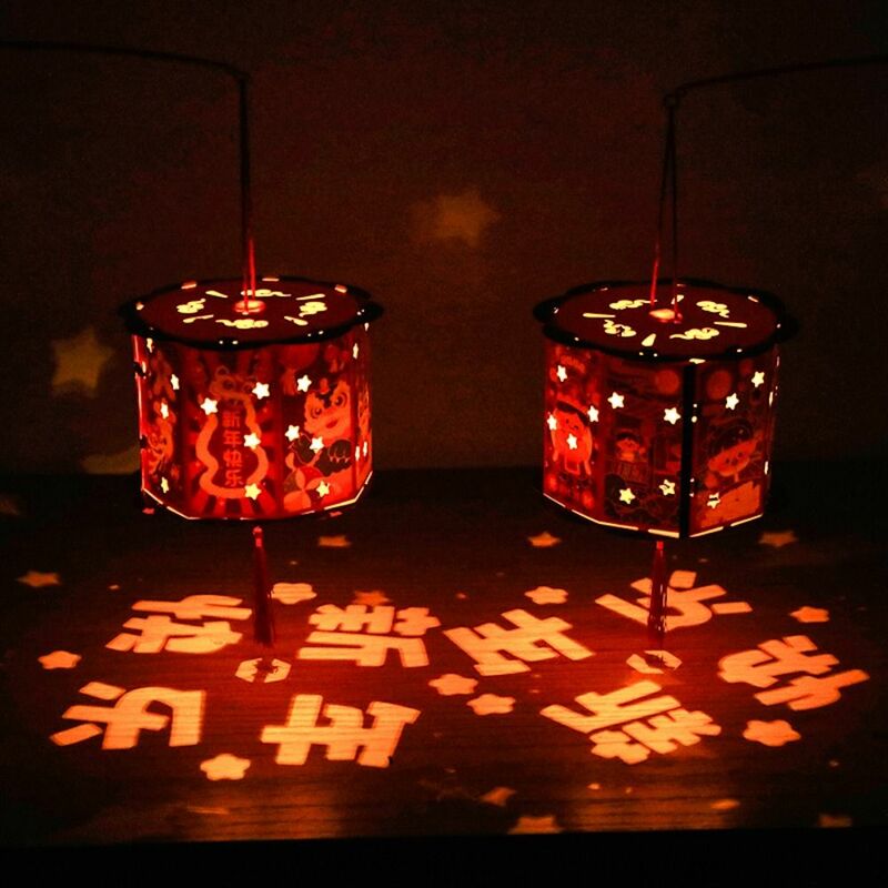 Glück glühende Handl ampe Loong LED Licht chinesischen Stil Lampe Laterne tragbare handgemachte LED Löwe Tanz Laterne